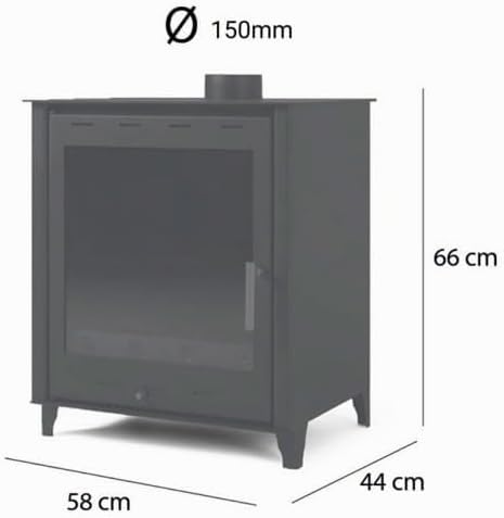 Estufa de leña grande modelo G 14.3 Kw | Chimenea moderna de leña con puerta cristal&nbsp;