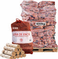 Palet 50 Sacos Leña Encina 12kg Alta Densidad 600kg Total Madera Dura Natural Fuego Lento Calor Intenso&nbsp;
