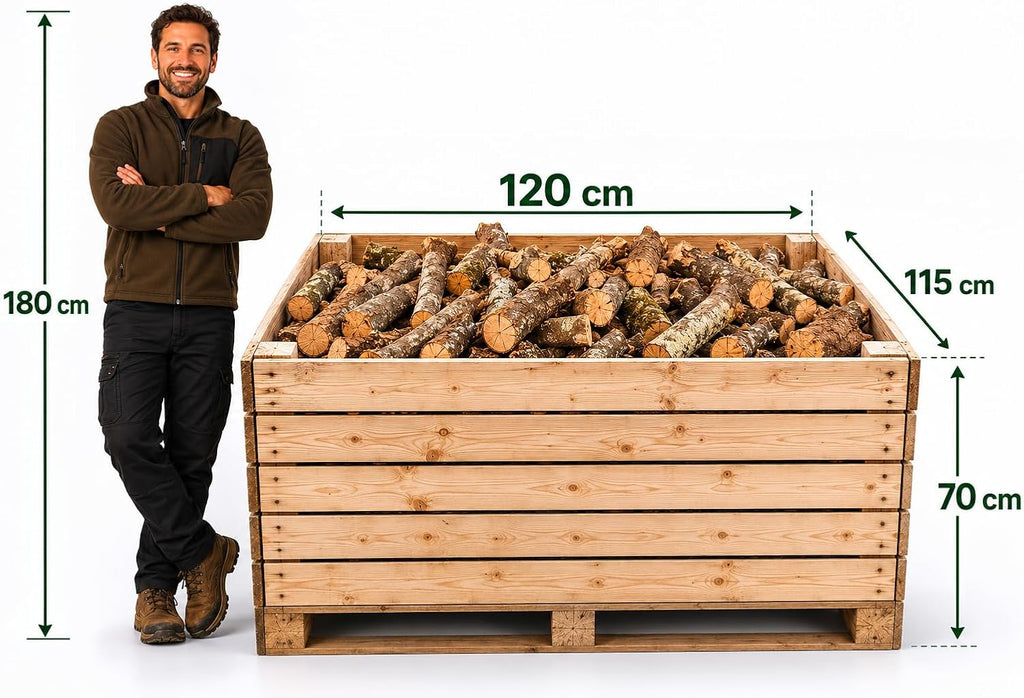 Cajón de Leña de Encina 500 kg, Madera Seca de Alto Poder Calorífico