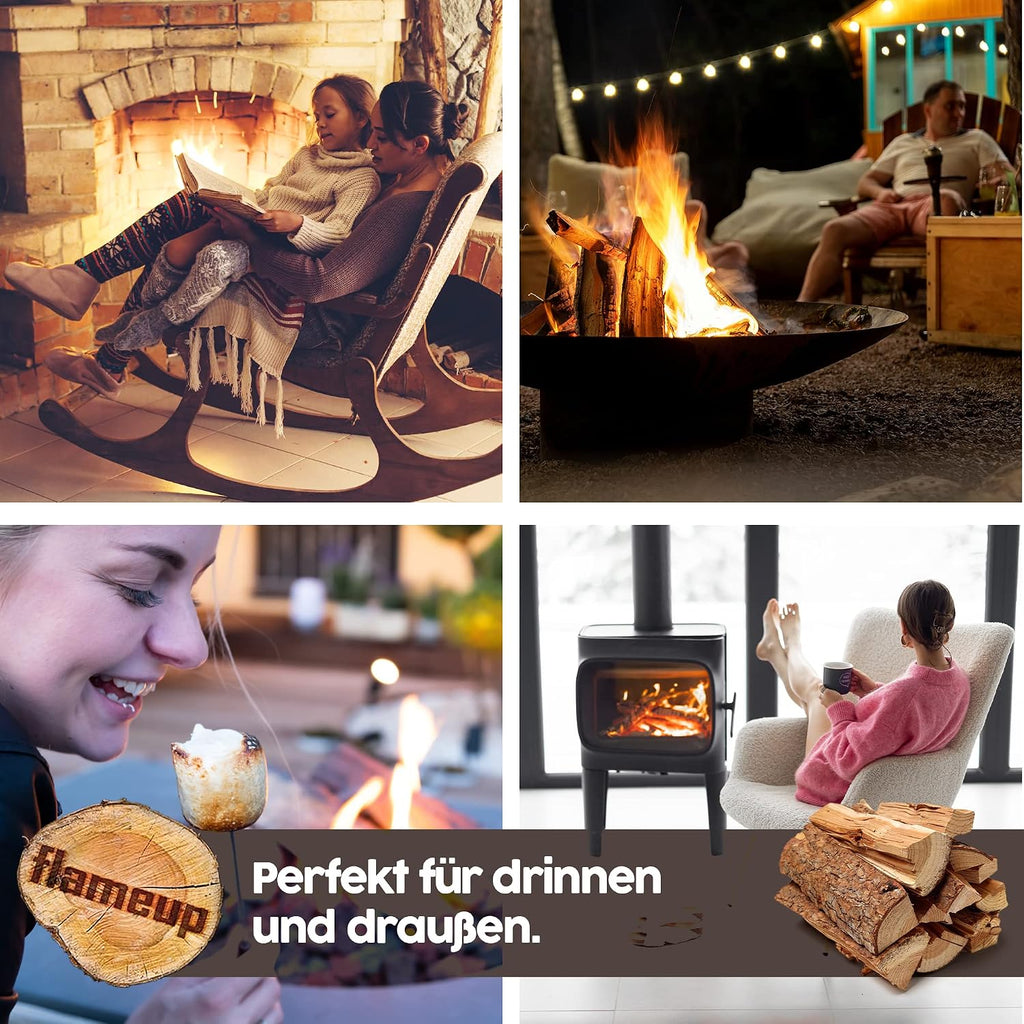 Leña Madera 5-500 kg Para estufa y Chimenea Brasero Parrilla Cesta de Fuego Troncos de Madera de roble 25 cm flameup