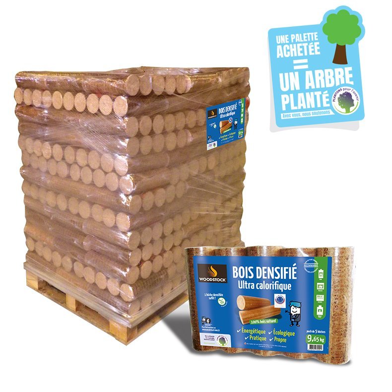 Palet de leños densificados Woodstock – 104 packs