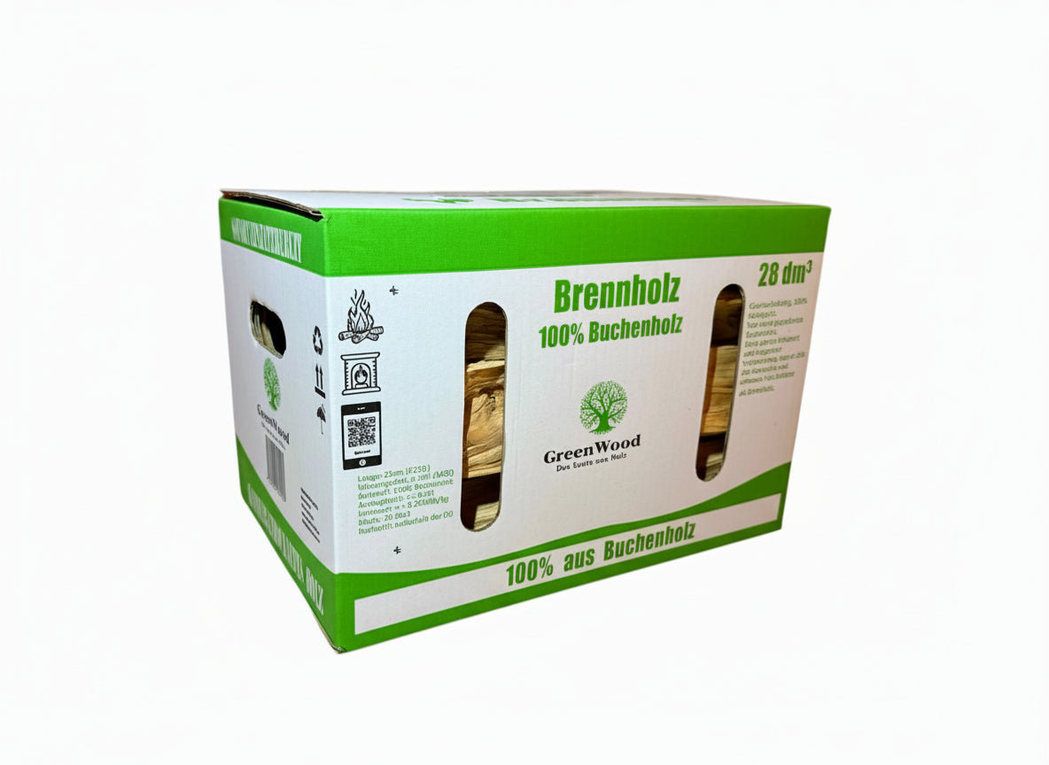 Leña de haya secada en cámara – Caja 28 dm³ (≈ 10 kg)