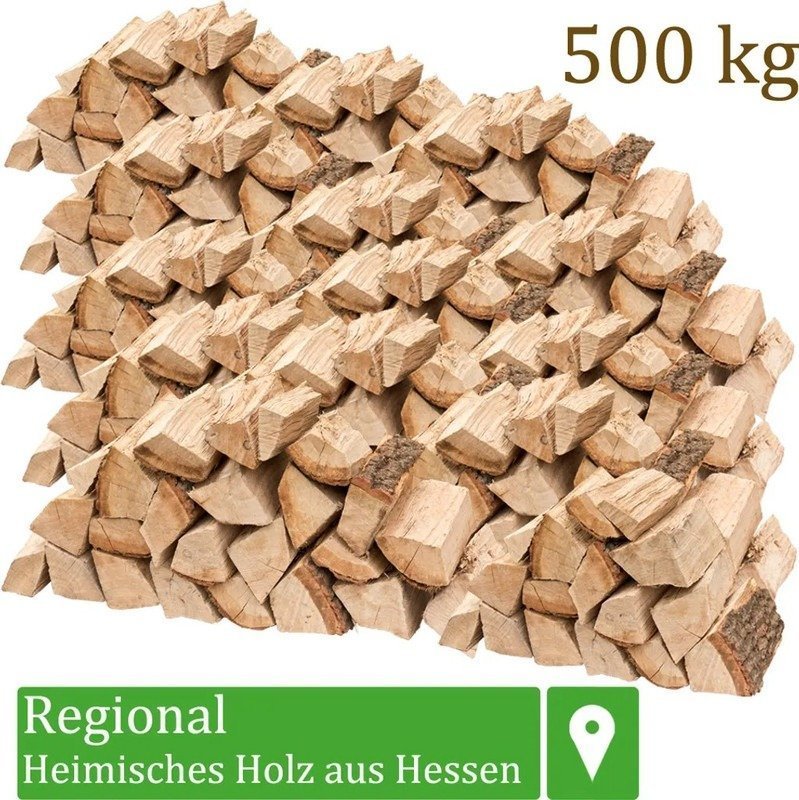 Leña de roble de 25 cm – 500 kg, lista para la estufa.