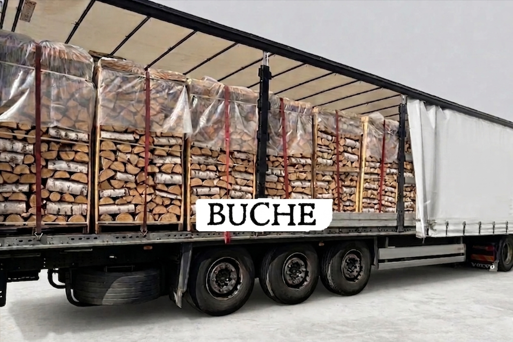 LKW-Ladung Brennholz - Buche - 30/33 cm - kammergetrocknet - 2 RM Paletten