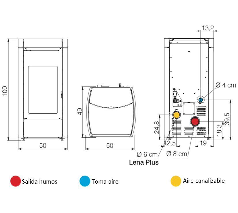 Estufa de pellets canalizable Edilkamin Lena Plus