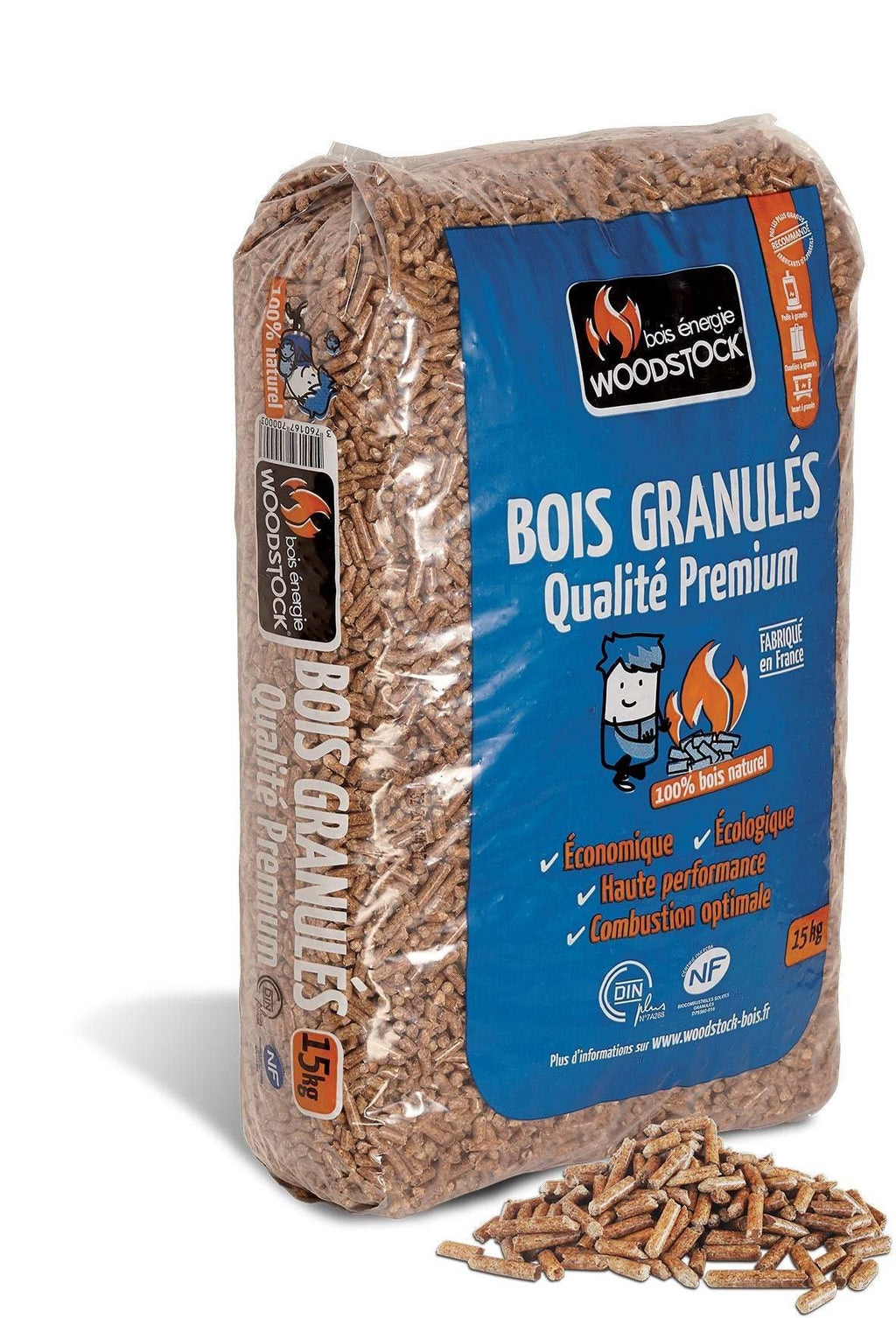 4 palés de pellets Woodstock Premium – 264 sacos de 15 kg