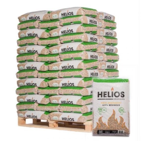 Palé de pellets Helios con 65 sacos de 15 kg